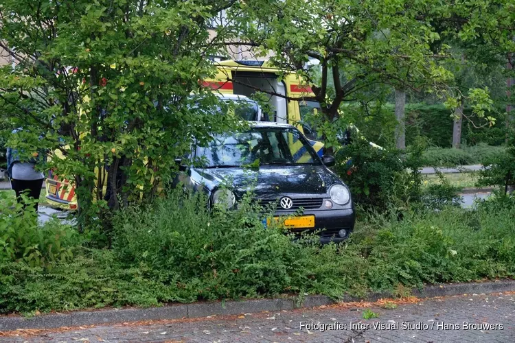 Auto in de berm aan Lombardijeweg