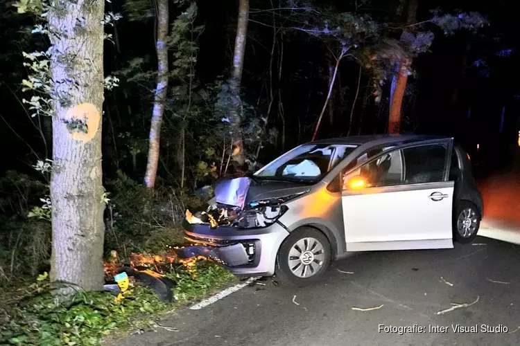 Auto tegen boom in Bergen, bestuurder gewond