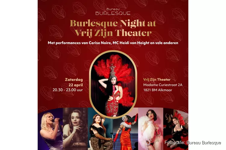 Burlesque Night bij Vrij Zijn Theater op 22 april in Alkmaar