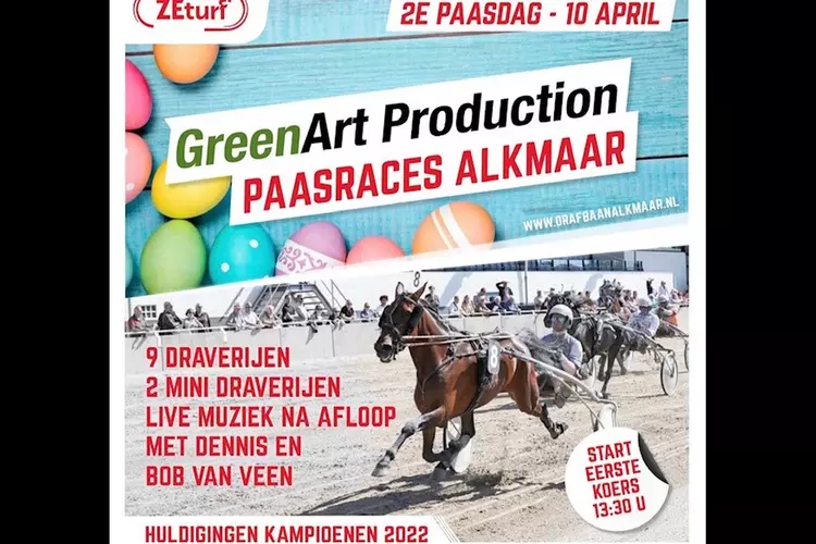 Paasmaandag 10 april tien draverijen in de Alkmaar ZEturf Arena!