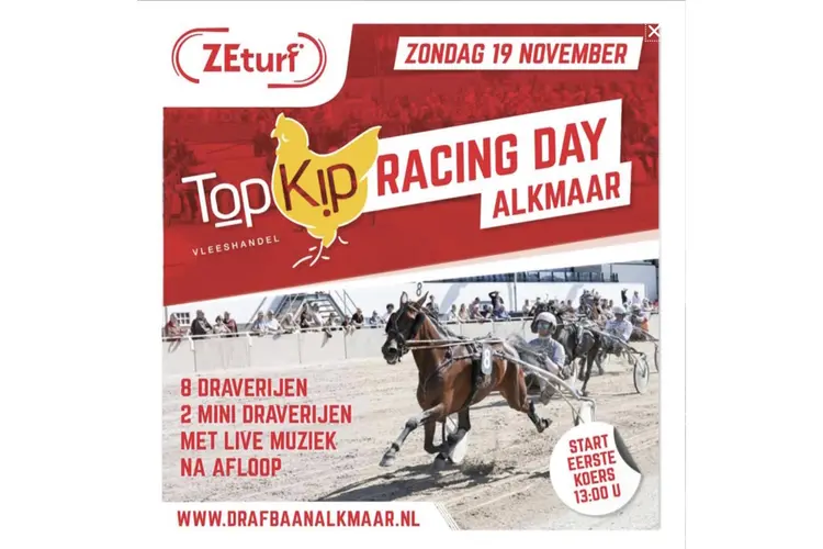 Zondag 19 November acht spectaculaire draverijen in de Alkmaar ZEturf Arena