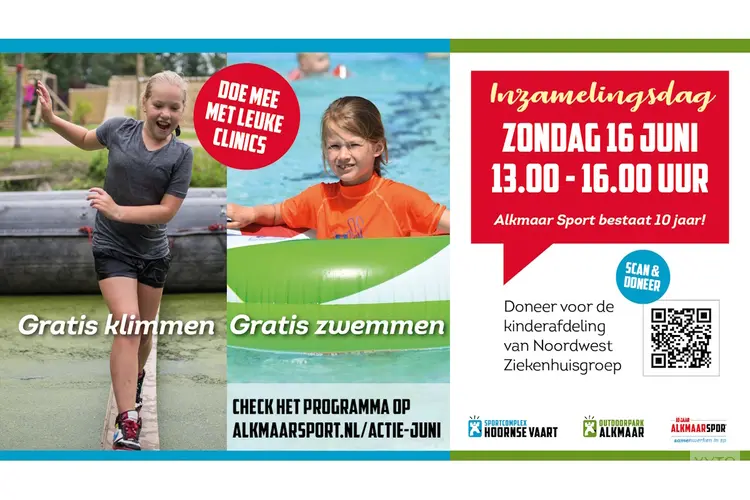 Gratis sportplezier tijdens inzamelingsdag bij zwembad Hoornse Vaart en Outdoorpark Alkmaar